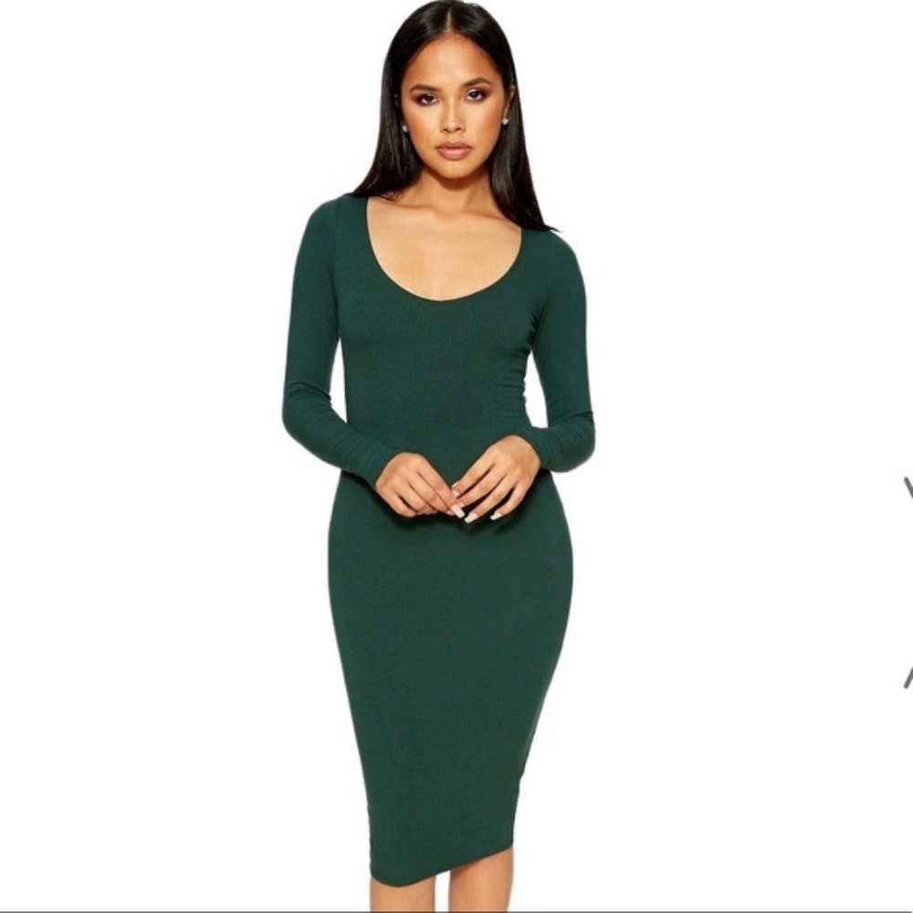 Naked Wardrobe V Neck Midi Dress Sz. L